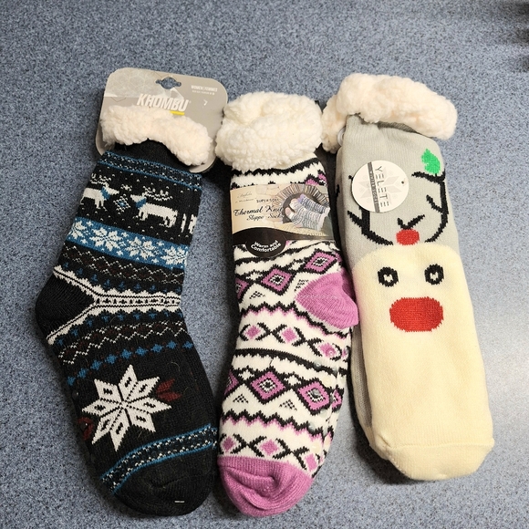 Khombu, Fashion, & Yelete Thermal Slipper Socks, Bundle See Sizes , NWT - Picture 1 of 15